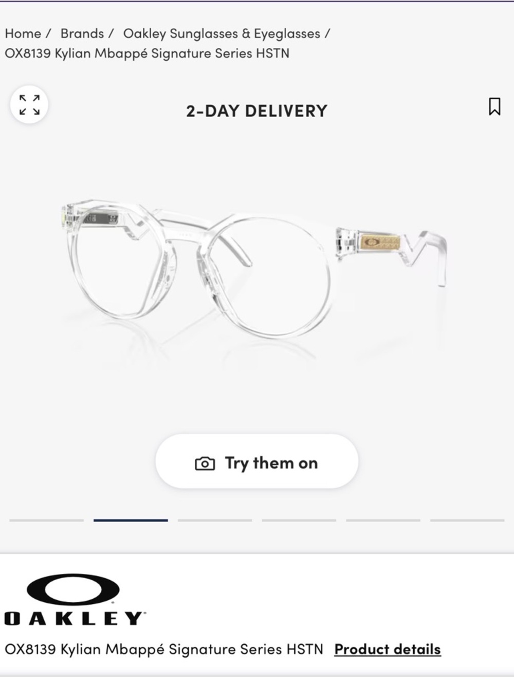 Oakley Clear Frame Glasses with Gold Accents Mbappé signature series